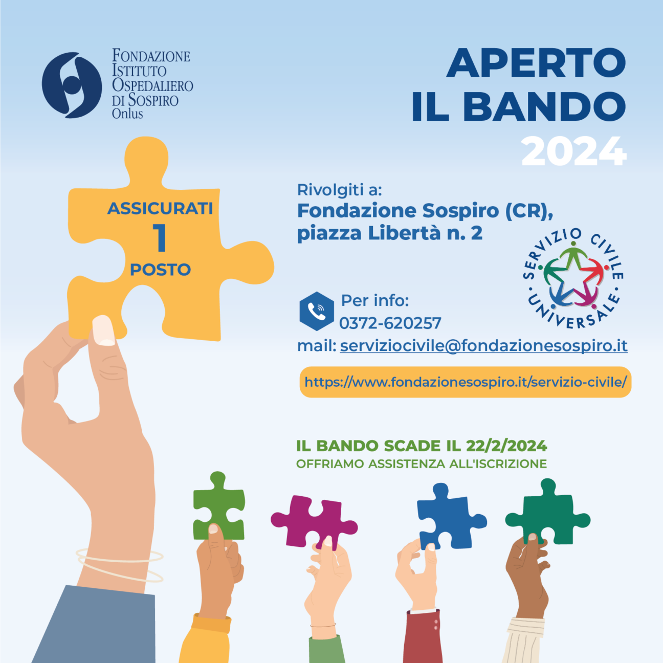 CONVOCAZIONE AI COLLOQUI DI SELEZIONE PER I CANDIDATI AI BANDI DI SERVIZIO CIVILE UNIVERSALE