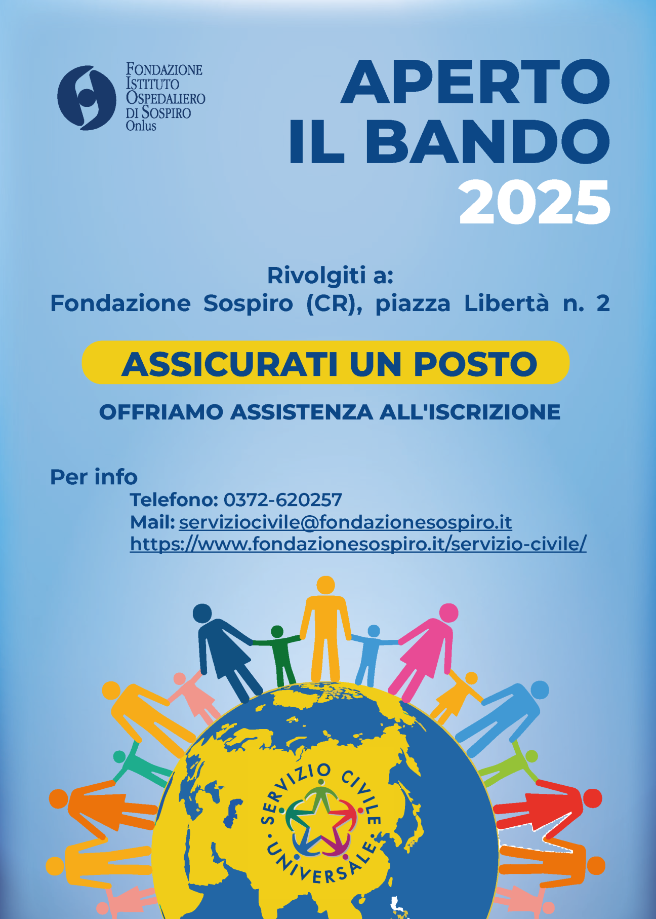 APERTURA BANDO SERVIZIO CIVILE 2025